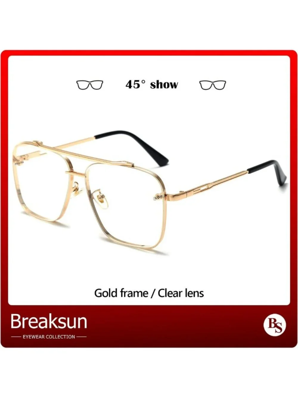 Oversized Square Aviator Sunglasses for Men & Women | Fashion Metal Frame